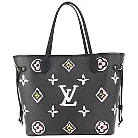 Louis Vuitton Black Monogram Wild at Heart Neverfull MM Tote Bag 818lv53