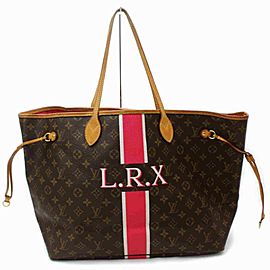 Louis Vuitton Mon Monogram Stripe Neverfull GM Red Tote Bag Large 858623