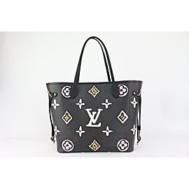 Louis Vuitton Black Monogram Wild at Heart Neverfull MM Tote with Pouch 818lv49