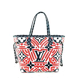 Louis Vuitton Neverfull Crafty Mm Limited Tribal African 860086 Red Monogram Canvas Tote