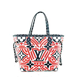 Louis Vuitton Neverfull Crafty Mm with Pouch Limited Tribal African 2lv729 Red Monogram Canvas Tote