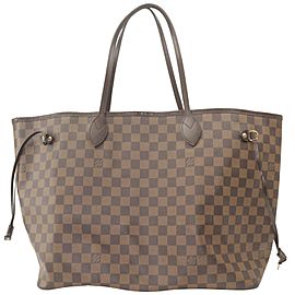 Louis Vuitton Neverfull Damier Ebene Gm 11lk1203 Brown Coated Canvas Tote