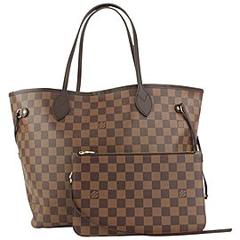 Louis Vuitton Damier Ebene Neverfull MM Tote with Pouch 920lv48