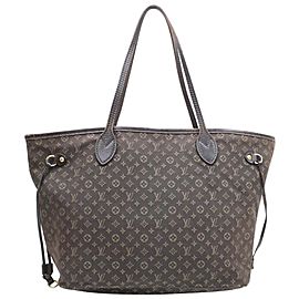 Louis Vuitton Ebene Monogram Mini Lin Neverfull MM Tote 857663