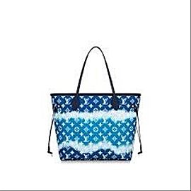 Louis Vuitton Neverfull Escale Mm Tye Dye Limited 11lv617 Blue Coated Canvas Tote