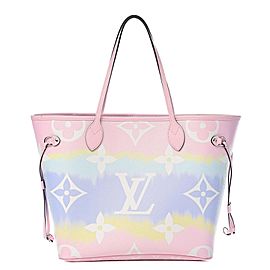 Louis Vuitton Neverfull Escale Mm Tye Dye Pastel 18lv617 Pink Coated Canvas Tote