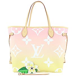 Louis Vuitton Pink Yellow Giant By the Pool Monogram Neverfull MM Tote 840lvs48