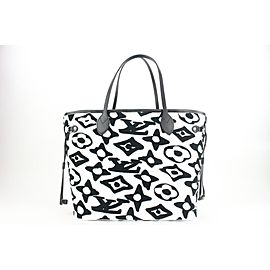 Louis Vuitton LVxUF Urs Fischer White Monogram Neverfull MM Tote with Pouch 3lvs16