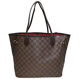 Louis Vuitton Neverfull Damier Ebene Mm 871539 Brown Coated Canvas Tote