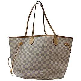 Louis Vuitton Neverfull Mm 871268 White Damier Azur Canvas Tote