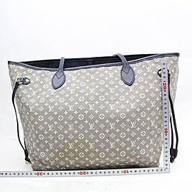 Louis Vuitton Neverfull Navy Grey Idylle Monogram Mini Lin Mm 869790 Blue Canvas Tote