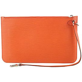 Louis Vuitton Manadarin Orange Leather Neverfull Pochette MM/GM Wristlet 18lvs121