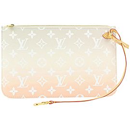 Louis Vuitton Peach Mist Brume Neverfull Pochette Wristlet Pouch Bag 145lvs430