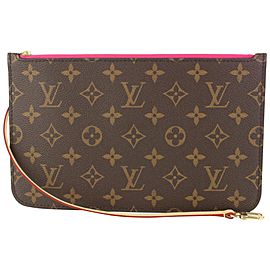 Louis Vuitton Monogram Fuchsia Neverfull Pochette Wristlet 913lv16