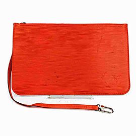 Louis Vuitton Orange Epi Leather Neverfull Pochette Wristlet 860369