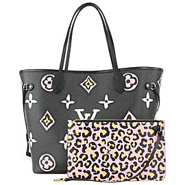 Louis Vuitton Black x Pink Wild at Heart Neverfull MM with Pouch 108lv55