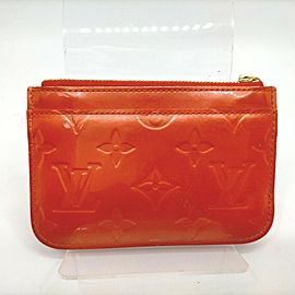 Louis Vuitton Orange Monogram Vernis Key Pouch Pochette Cles NM Keychain 862887