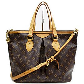 Louis Vuitton Palermo Mm Monogram 2way with Strap 872668 Brown Coated Canvas Tote