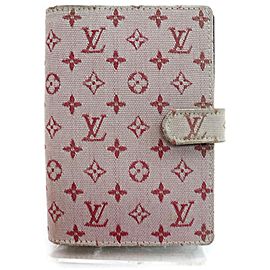 Louis Vuitton 872104 Monogram Mini Lin Diary Cover Agenda PM Bordeaux