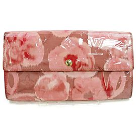 Louis Vuitton Rose Velour Sarah Wallet Portefeuille Vernis Long Pink Limited 872500