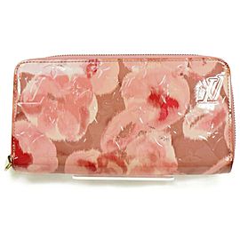 Louis Vuitton Rose Velour Ikat Long Zippy Wallet Zip Around Roses Vernis Rare 872491