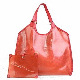 Louis Vuitton Plage Clear Translucent Epi Baia Grenadine 870807 Red Patent Leather Shoulder Bag