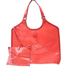 Louis Vuitton Plage Translucent Clear Epi Baia with Pouch 869966 Red Vinyl Tote