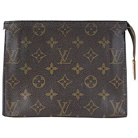 Louis Vuitton Cosmetic Pouch Poche Monogram 19 230092 Brown Coated Canvas Wristlet