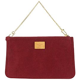 Louis Vuitton Burgundy Alcantara Suede Accessories Pouch Pochette Wristlet 927lv24