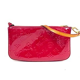 Louis Vuitton Pochette Indian Rose Monogram Vernis Accessories Nm 4lva627 Dark Pink Patent Leather Wristlet