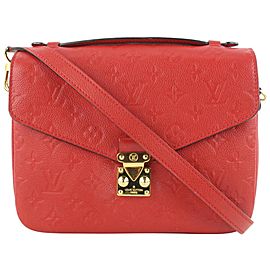 Louis Vuitton Red Empreinte Cerise Leather Monogram Pochette Metis Bag 598lvs615