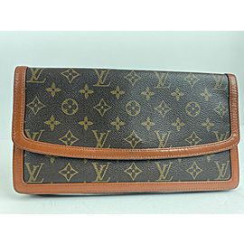 Louis Vuitton Pochette Monogram Dame Gm Envelope 5lv63 Brown Coated Canvas Clutch