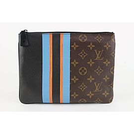 Louis Vuitton Monogram Stripe Pochette Plate MM Zip Pouch 1130lv28