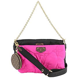 Louis Vuitton Black x Fuchsia Puffy Monogram Pillow Multi Pochette Maxi Bag 1029lv27