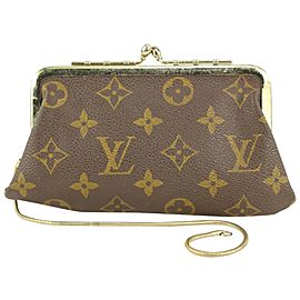 Louis Vuitton Monogram French Twist Pouch with Chain Kisslock Pochette 1028lv11