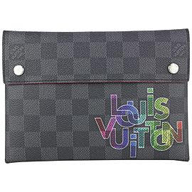 Louis Vuitton Virgil Abloh Damier Graphite Alpha Pochette MM Toiltery Pouch 97lv30