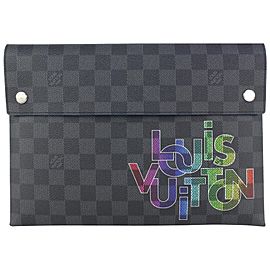 Louis Vuitton Virgil Abloh Damier Graphite Rainbow Pochette Alpha GM Toiletry 97lv35