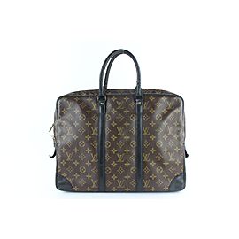 Louis Vuitton Porte-Documents Voyage Porte Macassar Monogram 17lz1217 Brown Coated Canvas Satchel