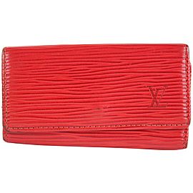 Louis Vuitton Red Epi Leather Multicles 4 Key Holder Case Wallet 10lvs1229