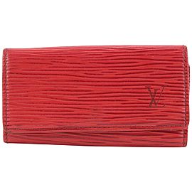 Louis Vuitton Red Epi Leather Multicles 4 Key Holder Wallet Case 405lv528