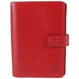 Louis Vuitton Red Epi Leather Small Ring Agenda PM Diary Notebook Cover 488lvs67