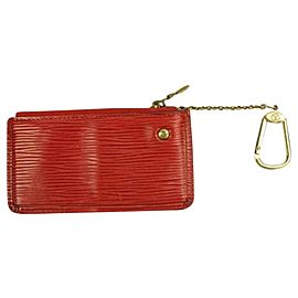 Louis Vuitton Red Epi Leather Key Pouch Pochette Cles Coin Purse with Ring ELVLM45