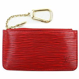 Louis Vuitton Red Epi Leather Key Pouch Coin Purse Pochette Cles 861011