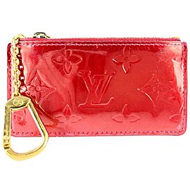 Louis Vuitton Red Monogram Vernis Key Pouch Pochette Cles 1LV622