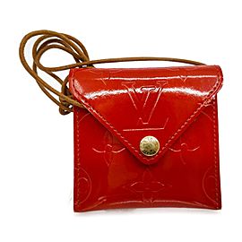 Louis Vuitton Red Monogram Vernis Collier Cube Pochette Necklace Bag 863354