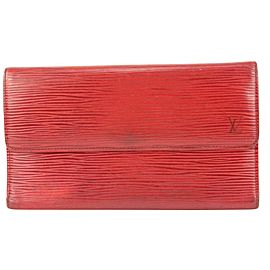 Louis Vuitton Red Epi Leather Trifold Porte Tresor Sarah Wallet 58lvs625