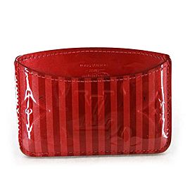 Louis Vuitton Red Vernis Rayures Card Case 220058 Wallet