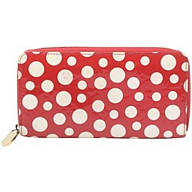 Louis Vuitton Red Monogram Vernis Kusama Infinity Dots Zippy Wallet 862156