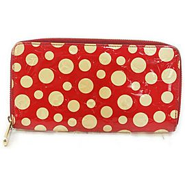 Louis Vuitton Kusama Infinity Dots Pumpkin Red Monogram Vernis Zippy Wallet 862073