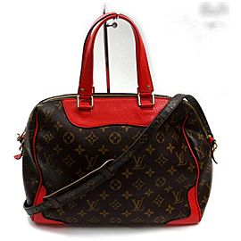 Louis Vuitton Retiro NM 872268 Red Monogram Coquelicot 2way Brown Coated Canvas Shoulder Bag